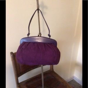 Vintage Purple Suede Handbag w Kiss-Lock Closure